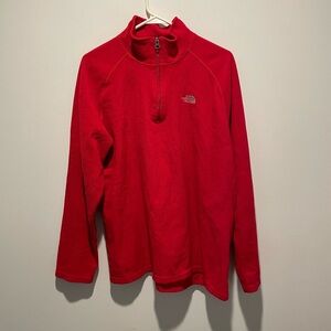 The North Face 1/4 Zip Up Fleece Long Sleeve Red Size XL